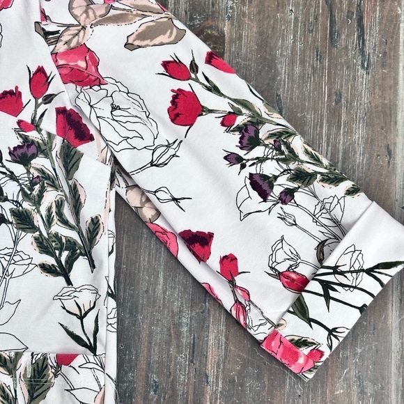 Allison Daley White and Pink Open FrontSoft Blazer with Floral Design Large - Picture 8 of 12